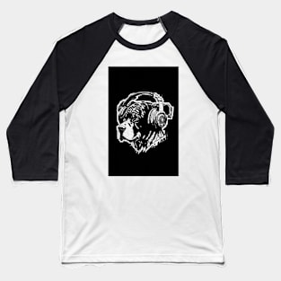 Bulldog with headphones Baseball T-Shirt